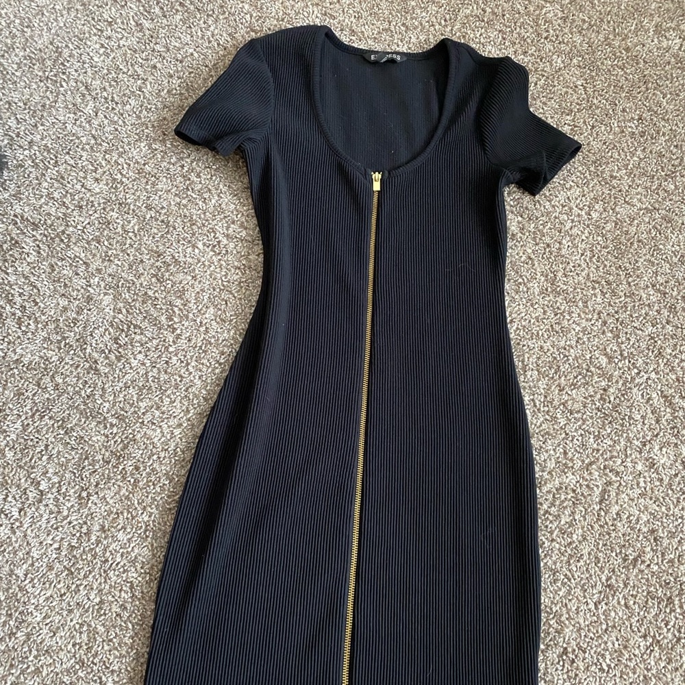 Black zip up sweater dress